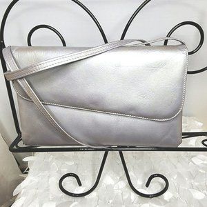 H Stevens bag genuine cowhide leather silver crossbody